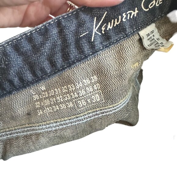 KENNETH COLE Dark Wash Distressed Straight Leg Jeans Size 36 X 30 - Picture 15 of 15